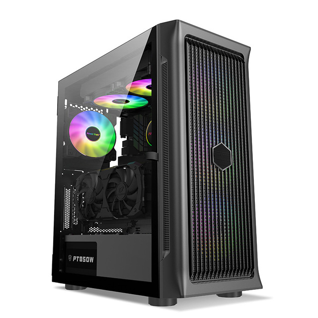 White Color Mid Tower Mesh Front Panel Glass Side Panel Fashion Fans Pc Gamer Cabinet Pc Gaming Desktop Computer Cases