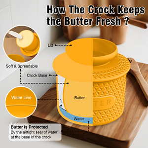 European Design Kitchenware <b>Storage</b> <b>Container</b> Silicone Butter Dish Lid Ceramic Base Customizable Home Accessory Light Durable - Product Image 6