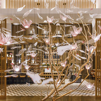 Lustre élégant en forme de fleur en verre, lampe suspendue longue, luminaire suspendu, décoration de hall d'hôtel, lustre de mariage