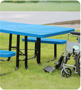 Mesa de Picnic Metálica Moderna y Resistente para Exteriores con Acceso para Sillas de Ruedas, Estructura de Acero y Bancos para Parques y Escuelas - Product Image 5