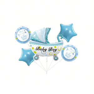 Ensemble de ballons pour poussette « C'est un garçon », 5 pièces, aluminium mat, rempli d'hélium, décorations pour baby shower YA17 - Product Image 1