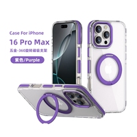 Étui avec béquille rotative à 360° pour iPhone 18 17 Pro Max 15 14 13 12 11 16 S25Ultra, coque rigide transparente avec pare-chocs magnétique pour téléphone portable 17