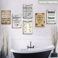 Divertido Letrero Metálico para Baño, Decoración de Pared con Etiqueta de Papel Higiénico en Varios Estilos para Baño de Estilo Rústico