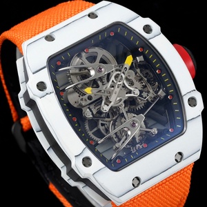 High-end white ceramic tonneau-shaped <b>automatic</b> mechanical men's <b>watch</b>, <b>skeletonized</b> movement, shock-resistant racing-style wate - Product Image 4