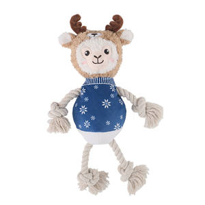 2022 New Christmas Pet Toys Fluffy Plush Rope & Tug renna Squeaky Chew Dog Toys - Product Image 3