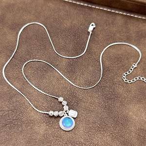 हल्के लक्जरी पीतल का हार महिलाओं के पेलेंट उच्च गहने उज्ज्वल चांदी जिरकॉन नेकलेस दिल ग्लास शीट पत्थर का आकर्षण हार - Product Image 2