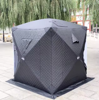 Tente de pêche sur glace isolée professionnelle pour 3 à 5 personnes, double porte, tente sauna automatique pop-up pour le camping et la randonnée en hiver en plein air