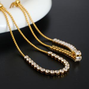 Parures de bijoux tendance en acier inoxydable hypoallergénique plaqué or PVD 14k 18k avec zircon, anti-ternissement, pour femmes - Product Image 2