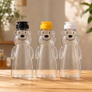 Botella de Miel PET al por Mayor de Fábrica, Envase de Miel con Forma de Oso, Dispensador de Condimentos con Tapa Abatible, Botella Exprimible para Miel - Product Image 4