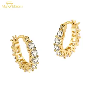 Wholesale Price Gold Plated Full Diamonds Earrings Paved Elegant U Shape Earrings Women Jewelry Hoops
