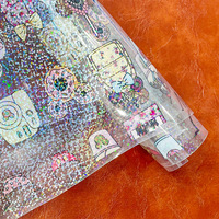 18x53IN coloré motif d'impression numérique brillant paillettes imprimé TPU Transparent clair vinyle rouleaux pour sacs artisanat bricolage