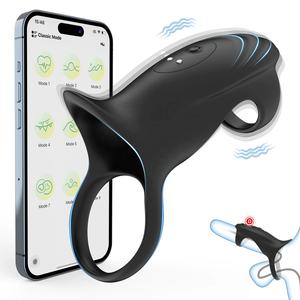 Anello Vibrante per Pene Controllato da <span class=keywords><strong>App</strong></span> con 9 Modalità di Vibrazione Giocattolo Sessuale Maschile per Prolungare il Tempo di Eiaculazione - Product Image 1