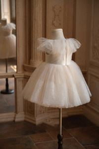 Abito in Pizzo e Tulle Stile Principessa con Maniche Volanti per Bambine, Ideale per Compleanni e Matrimoni, Primavera/Estate - Product Image 6