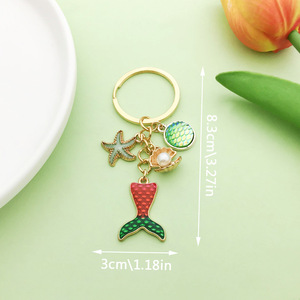 Green Oil Drip Alloy <b>Mermaid</b> Keychain Jewelry <b>Accessory</b> For Creative DIY Gifts - Product Image 3