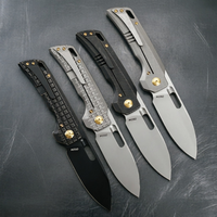 Couteau de poche pliant M390 en acier poudré avec manche en alliage de titane, motif Frag, pointe tombante, 215 mm, CNC, OEM, pour camping et extérieur