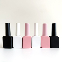 Flacon de vernis à ongles carré en verre couleur personnalisée avec bouchon brosse, conteneur cosmétique vide, sérigraphie