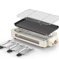 Barbecue électrique sans fumée multifonctionnel à double face avec plaque amovible antiadhésive pour brochettes de viande