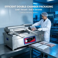 Machine de mise sous vide automatique pneumatique à double chambre en acier inoxydable de qualité commerciale, 4 mm, pour aliments, viande, sachets sous vide
