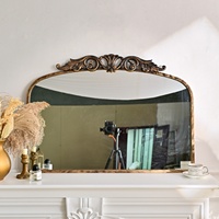 Miroir mural en métal cintré artisanal ART NEST, style baroque orné vintage, 35,43" de large x 29,13" de long, bronze antique vieilli