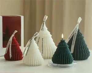 Vente en gros de bougies de sapin de Noël de luxe bougie parfumée d'aromathérapie pour cadeaux de décorations de Noël pour la maison