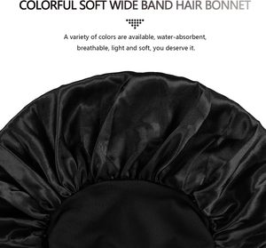 Gorro de satén de lujo para mujer con banda elástica ancha de 30 colores, reutilizable, de secado rápido, para dormir, para cabello rizado, gorro de baño grande - Product Image 6