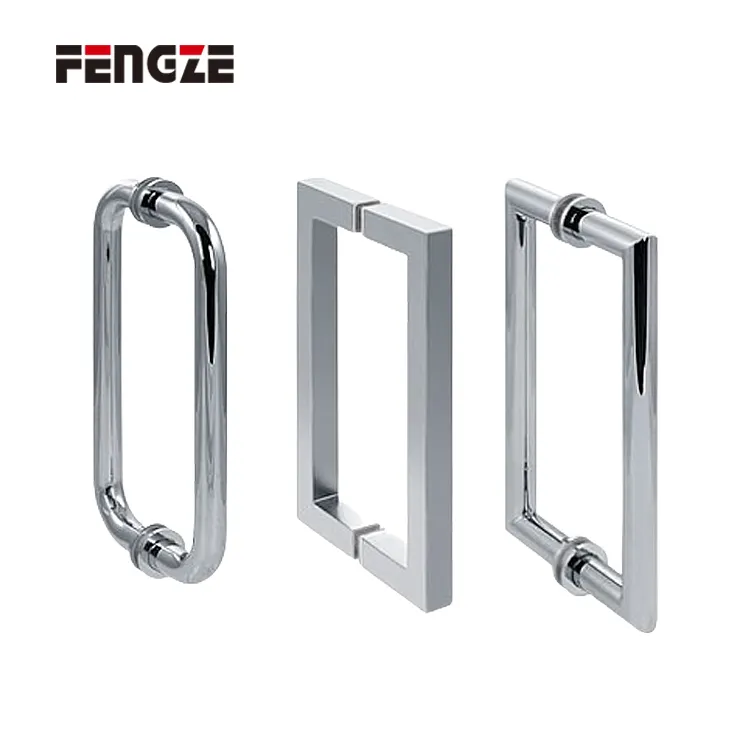 Poignées de meubles de fenêtre de haute qualité poignée de porte carrée en verre en laiton poignée de porte coulissante de douche en verre en acier inoxydable en gros