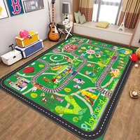 Karpet Lantai Permainan Peta Lalu Lintas Anak GHT, Dapat Dicuci, Permainan Jalan Raya, Edukasi Dini, Ramah Lingkungan, Poliester