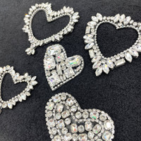 PH174 Patchs en strass thermocollants faits main en verre scintillant et cristal, à dos plat, pour la décoration de chapeaux et de vêtements