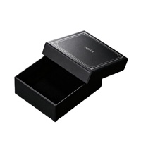 Boîte à bijoux vintage en cuir PU noir, boîte cadeau rigide avec logo personnalisé en feuille d'or pour bagues, colliers, bracelets