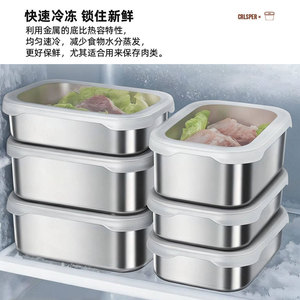 Hongjunda 316L Stainless Steel Food Storage <b>Container</b> Rectangle With Plastic Lid For Kitchen <b>Refrigerator</b> Freezer Use - Product Image 2