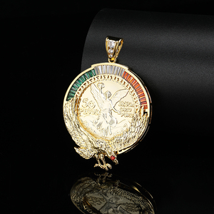 Tres tonos Hiphop colgante para hombre joyería chapado en <span class=keywords><strong>oro</strong></span> 24k águila grande Moneda <span class=keywords><strong>de</strong></span> <span class=keywords><strong>Oro</strong></span> centenarios colgante - Product Image 2