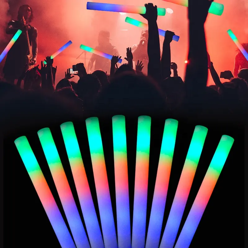 2023 LED foam stick multi color glow stick Party Glow Baton Flashing Changing Light Cheering Stick
