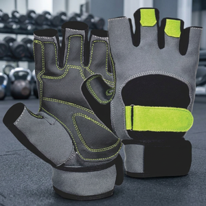 Gants de fitness demi-doigts pour la musculation - Respirants avec fermeture à lacets - Product Image 2