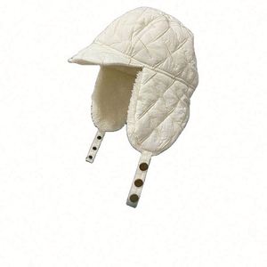 Fashion White Bomber <b>Hat</b> Women Winter Warm Cotton Cap Ear protection Flight Cap Winter <b>Hats</b> With Ear Protection - Product Image 5