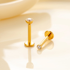 20G/18G/16G 8mm Şeffaf CZ Üstü Düz Sırtlı Dişsiz Push <span class=keywords><strong>Pin</strong></span> Dudak Piercingi G23 Titanyum Labret Takı - Product Image 4