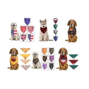 Bandana Men Wholesale Custom Solid Color Plaid Cotton Pet Scarf Dog Scarf Luxury Summer Easter Pet Bandana Dog Bandana For Dog Cat With Logo