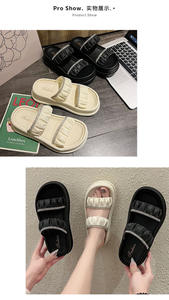 Nouvelles mules à bout <span class=keywords><strong>en</strong></span> acier <span class=keywords><strong>en</strong></span> <span class=keywords><strong>éponge</strong></span> épaisse pour femmes, mode estivale, dessus <span class=keywords><strong>en</strong></span> coton, sandales à talons hauts rouges pour la plage - Product Image 6