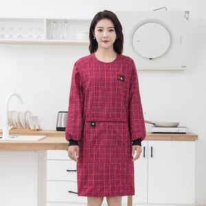Tablier de travail de cuisine pour femme en coton pur de haute qualité, à manches longues, respirant et anti-salissures, style mode - Product Image 6