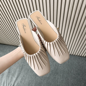 Nuovi sandali da donna a basso prezzo con pedali a fondo piatto Anti-2024 Baotou mezze da donna pantofole personalizzate - Product Image 1