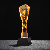 Trophées et Médailles en Verre Haut de Gamme Personnalisables avec Logo Gravé, Écologiques, en Cristal Torsadé, pour Récompenses d'Entreprise