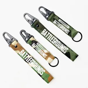 Promotional Gift Custom Carabiner Climbing Motorcycle Car Keychain Nylon Fabric Wrist Wristlet Key Chains