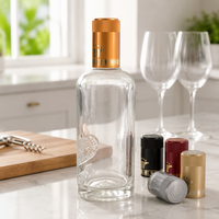 Bouchons de bouteille ROPP pour spiritueux Topack Vodka, impression dorée, aluminium et plastique, fermeture de bouteille non rechargeable pour spiritueux de qualité