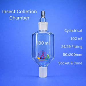 ภาชนะเก็บแมลงทรงกระบอกสำหรับห้องปฏิบัติการ ขนาด 100 มล. ทำจากแก้วเกรดห้องปฏิบัติการ พร้อมข้อต่อแก้วเจียรแบบกรวยขนาด 24/29 สำหรับใช้ในห้องปฏิบัติการ - Product Image 1