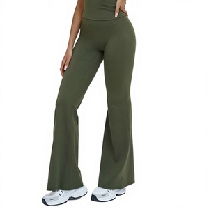 <strong>Women's</strong> High-Waisted Flared <strong>Pants</strong> Wide-Leg Slimming Sports Trousers Nylon Spandex Solid Color - Product Image 3