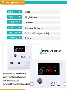 220V Digital Voltage Protector Wall Switch LED Display 1609 AVS Voltage Protector