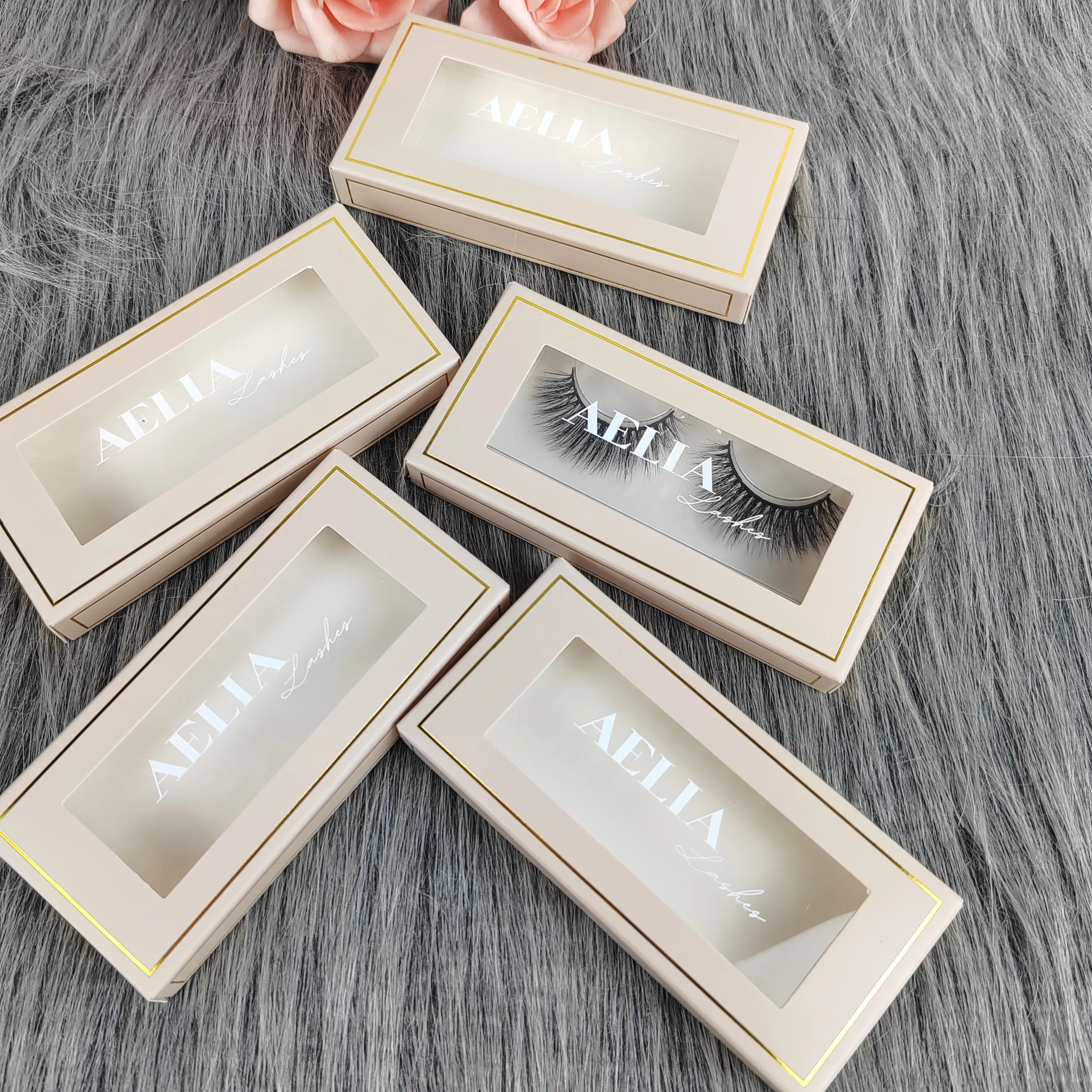 B1163-1 Wholesale custom logo printing cardboard lash box rose gold stamping beauty false eyelash paper packaging boxes case