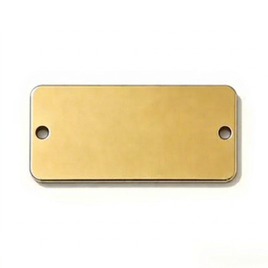 Base rectangulaire en acier inoxydable, finition argent électroplaqué brossé, pour plaque nominative ou badge, gravure laser personnalisée, impression sérigraphique - Product Image 1