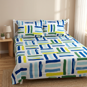 Modern Geometric Eco-Friendly Waterproof Duvet Cover <b>Set</b> Blue Green Yellow Print 400TC <b>Bedding</b> Home Decor - Product Image 3