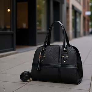 Bolso Tote de Mezclilla para Mujer Fana Ilma, Negro, con Cierre de Solapa, Correa de Cadena, Bolso Casual para Uso Diario - Product Image 2