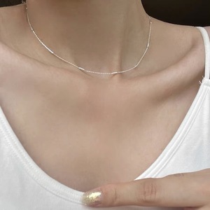 S925 Sterling <b>Silver</b> Necklace <b>Choker</b> 405cm Length Minimalist Chic Elegant Versatile For Layering Gift Wear - Product Image 4